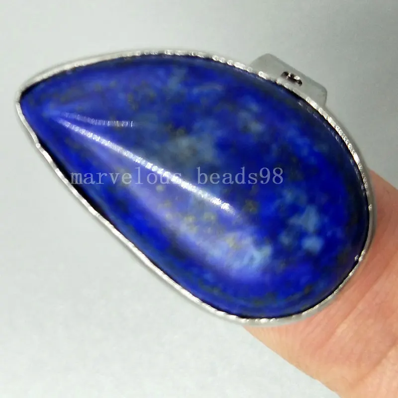 Кольцо с каплями воды для мужчин и женщин из натурального Lapis Lazuli 7 ~ 12 дюймов