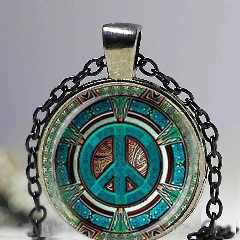 Кулон в виде стеклянного купола Hippie Peace ожерелье ручной работы модные ювелирные