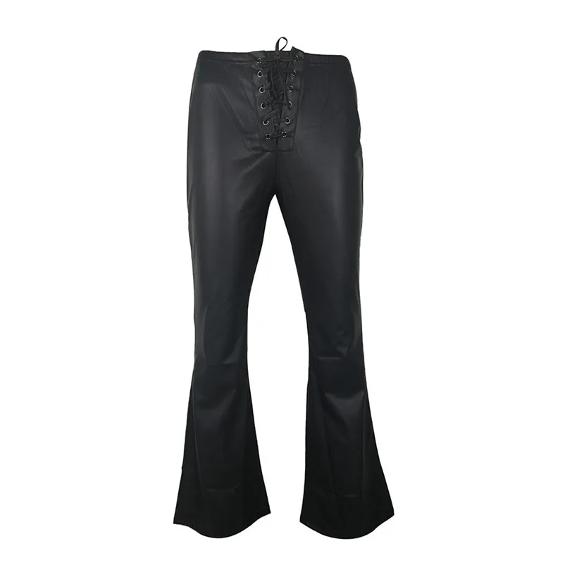 Fashion Women female High waist pants Sexy Elastic Faux Leather Trousers Solid Flared Pants autumn winter causal #25A | Женская одежда