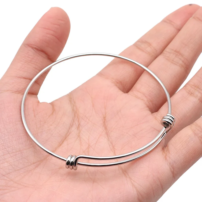 2pcs New Fashion Stainless Steel Bangle Bracelet Anklet Adjustable Men's And Women Jewelry Making