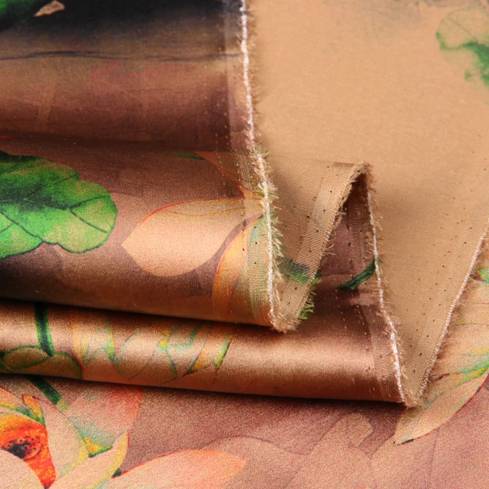 118 см ширина 19 мм 93% шелк и 7% спандекс зеленый цветочный принт коричневый стрейч