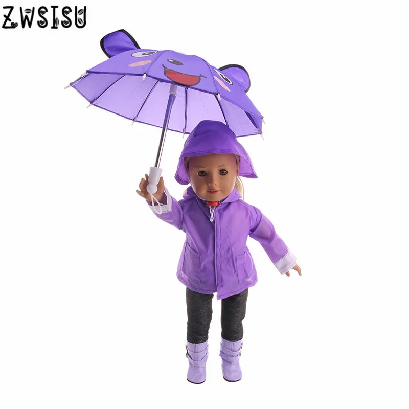 Кукольная одежда Rainset 6 шт. плащ+ футболка с короткими рукавами+ штаны+ Шапки+ туфли+ зонт подходит 18 дюймов американская кукла& 43 см для ухода за ребенком для мам Кукла-младенец аксессуары