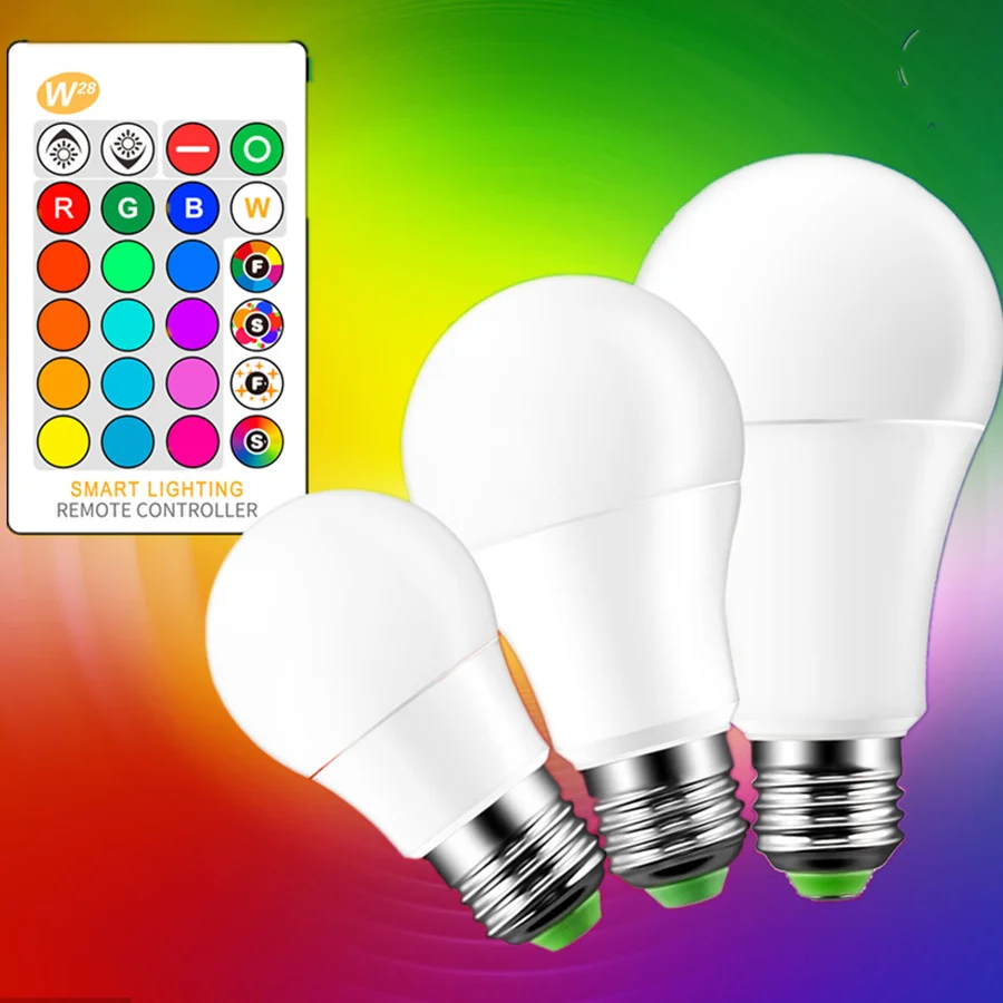 E27/B22 RGB белый теплый светодиодный светильник 110 В 220 3 Вт 5 10 16 цветов Функция