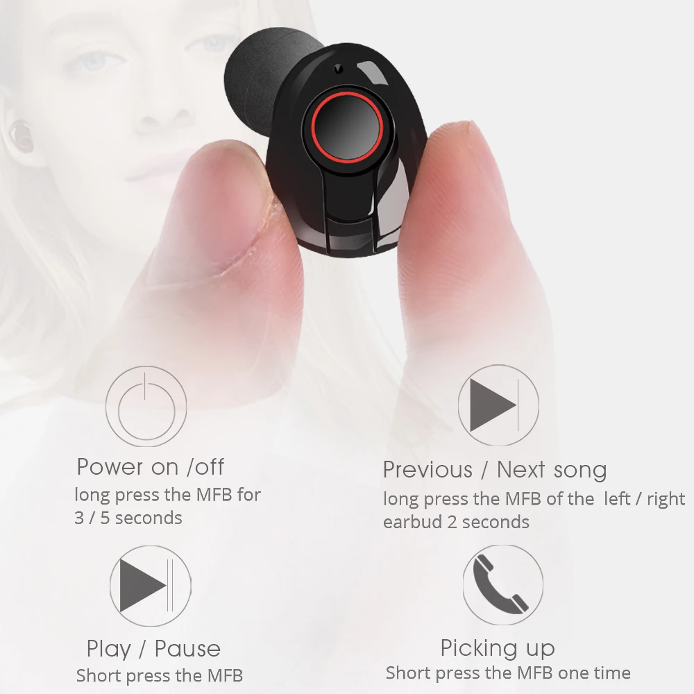 Мини 5,0 Беспроводные наушники с глубоким басом, беспроводные Bluetooth наушники, спортивные наушники-вкладыши для Xiaomi samsung iphone