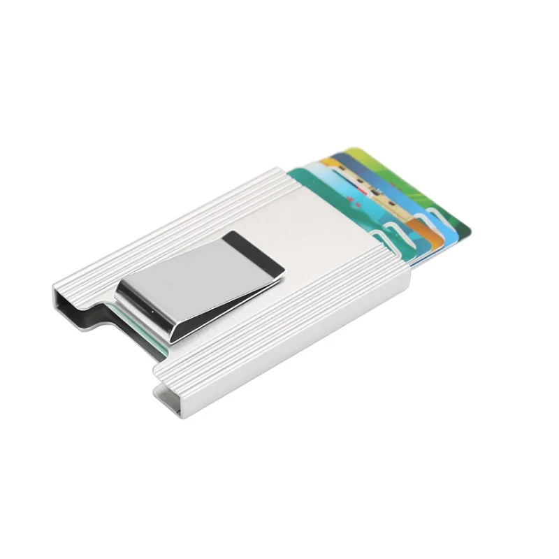 Silver Современный карбоновый Rfid блокирующий минималистичный кошелек тонкая кредитница чехол для Карт Зажим для банкнот мужской кошелек для путешествий для кредитных карт Органайзер - Цвет: Silver