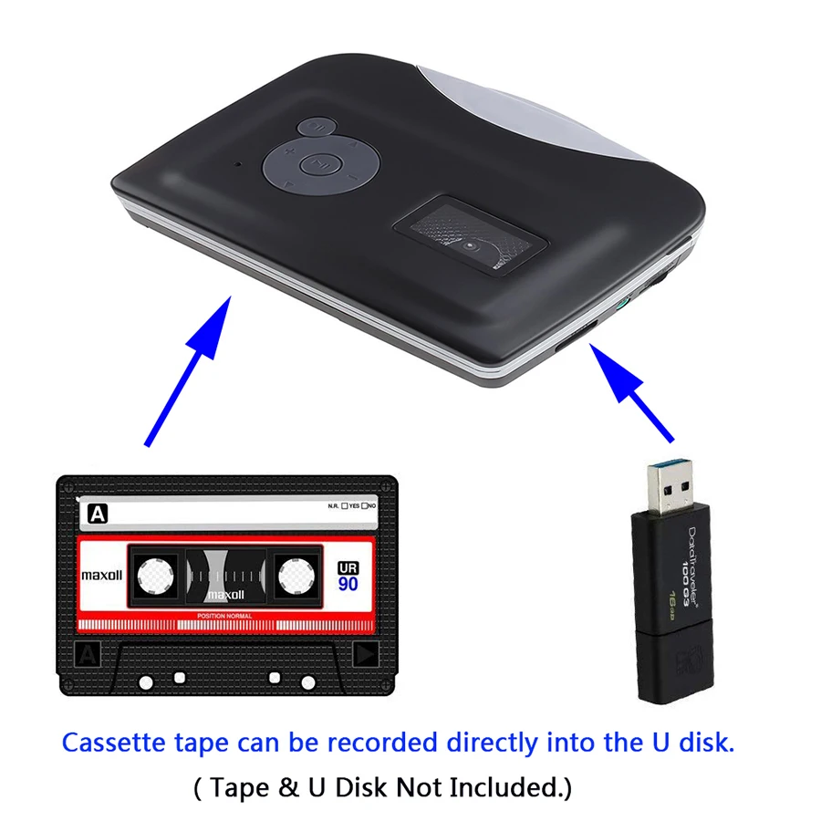 Портативный кассетный плеер с лентой на MP3 преобразователь записывающее