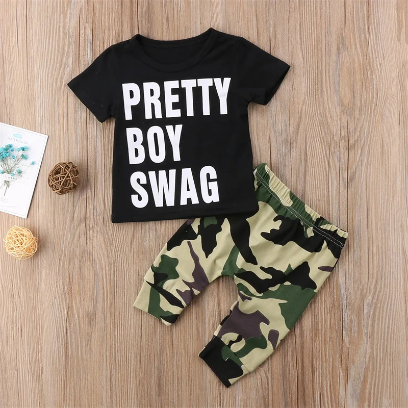2pcs Baby Boy Camo Clothes Set Newborn Kids T-shirt Tops+Pants Leggings Outfit Toddler Summer |
