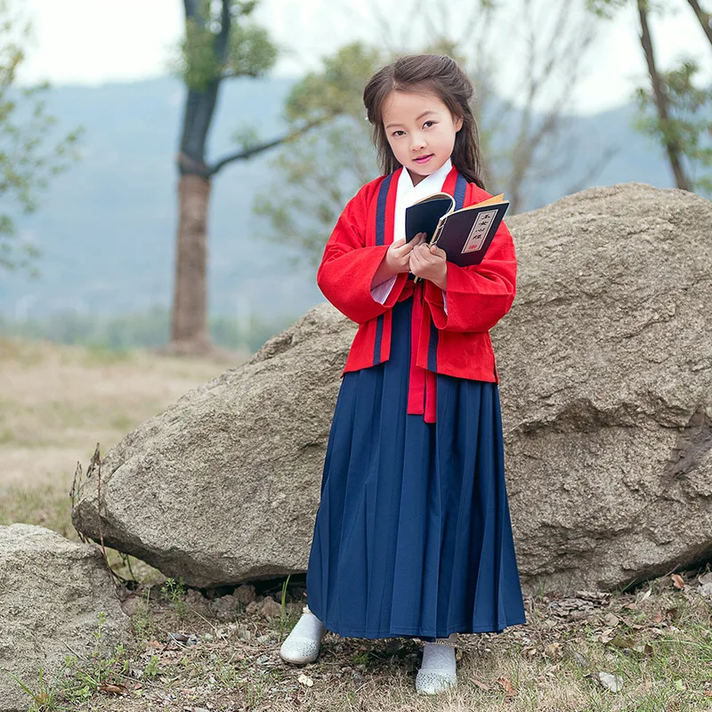 

The Republic of China Clothes Children Retro Hanfu Tang Dynasty Clothing Chinese Traditional Hanfu Costume Performance for Girls
