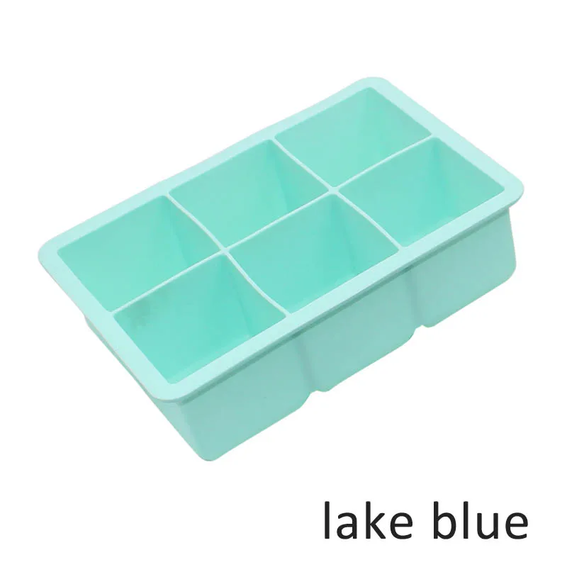 lake blue Пищевая форма 16,5*11,5*5 см квадратной формы для льда, форма для фруктового льда, форма для льда, 6 решетчатая панель лотка для льда, кухонные аксессуары, силикон - Цвет: lake blue