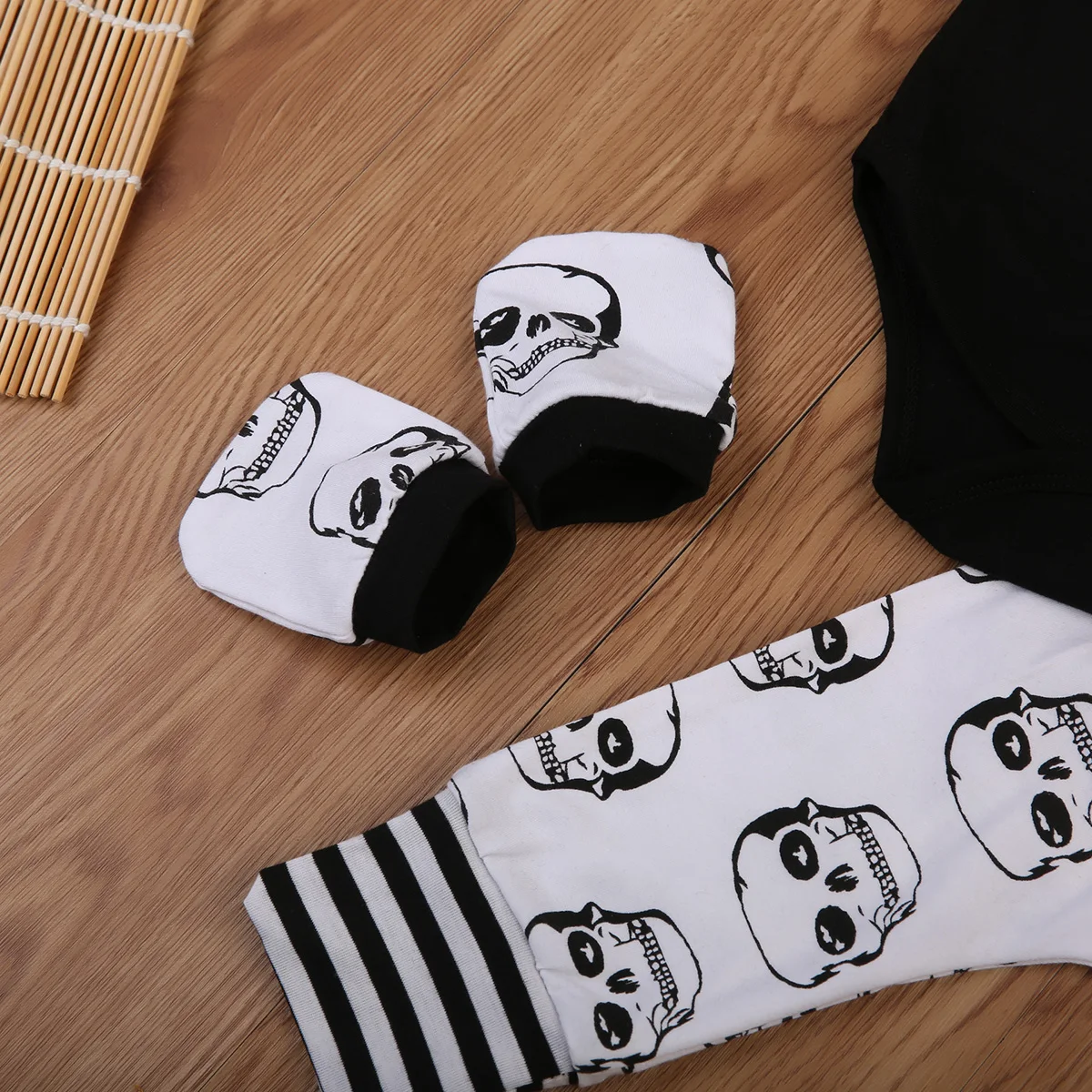 Newborn Kids Baby Boys Skull Tops Romper Long Pants Hat 4Pcs Outfits Set Clothes Cotton Infant Toddler Boy Girls Clothing | Детская