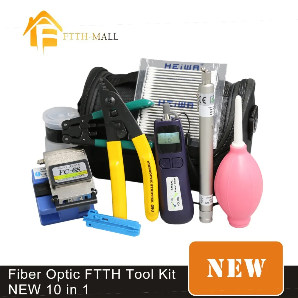 10 In 1 Glasvezel Ftth Tool Kit Met Optische Power Meter & 10Mw Visual Fault Locator & FC-6S fiber Cleaver & Draad Stripper 10 In 1 Glasvezel Ftth Tool Kit Met Optische Power Meter & 10Mw Visual Fault Locator & FC-6S fiber Cleaver & Draad Stripper