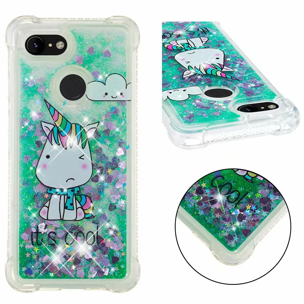 Luxury Dynamic Liquid Bling Quicksand Phone Case for Xiaomi A1 A2 Lite Redmi 4A 4X 6A Note4X Soft Silicone Cartoon Unicorn Cover |