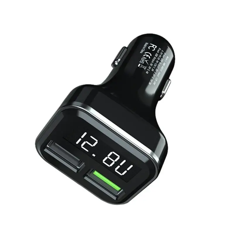 Цифровой ЖК-дисплей двойной USB Автомобильное зарядное устройство 3.0A адаптер питания для быстрой зарядки для iPhone для samsung смартфон зарядное устройство - Тип штекера: Универсальный
