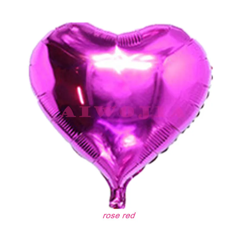 50 шт. 10 дюймов золотой Серебро Сердце воздушные шары надувной шар из алюминиевой фольги с День рождения украшения поставки 6zSH808 - Цвет: rose red