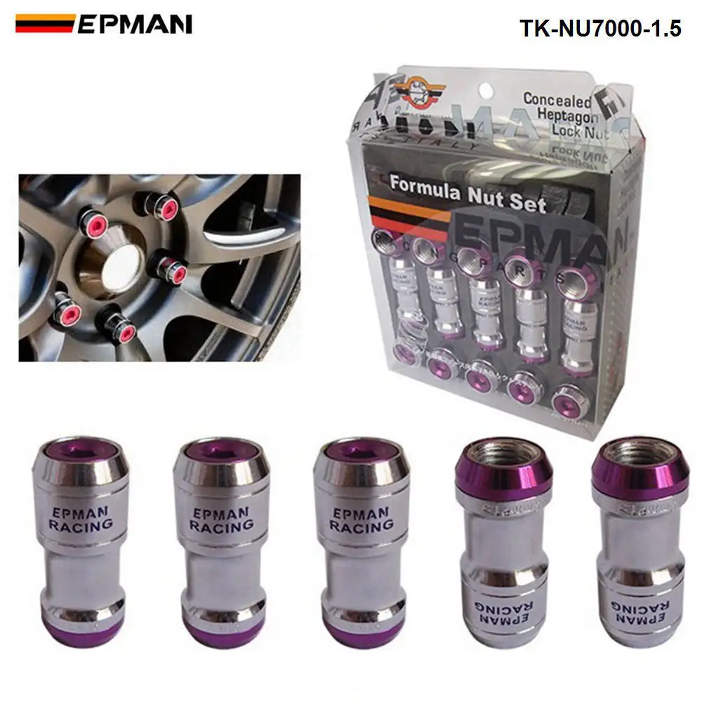 Фиолетовый Спортивный EPMAN M12 X1.5 аутентичный EPMAN желудь обод гоночные гайки колеса винт 20 шт. автомобиль для Toyota TK-NU7000-1.5 - Название цвета: Фиолетовый