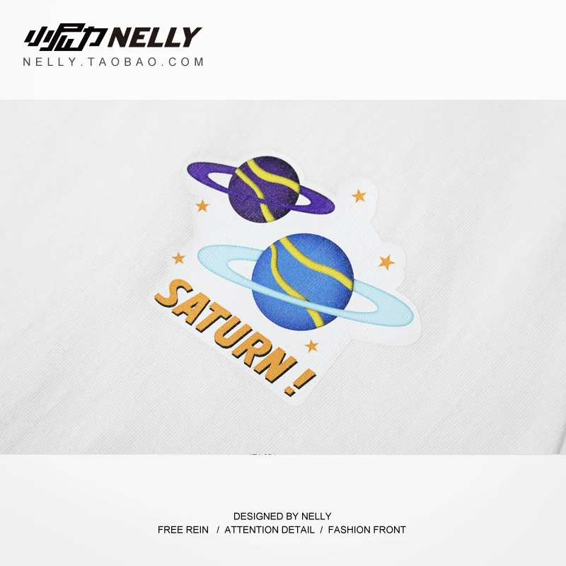 NELLY 2019 Summer Universe Planet Print Short Sleeve Shirt American Style Casual Street Dress Hip Hop Band T-Shirt Tee Male | Мужская