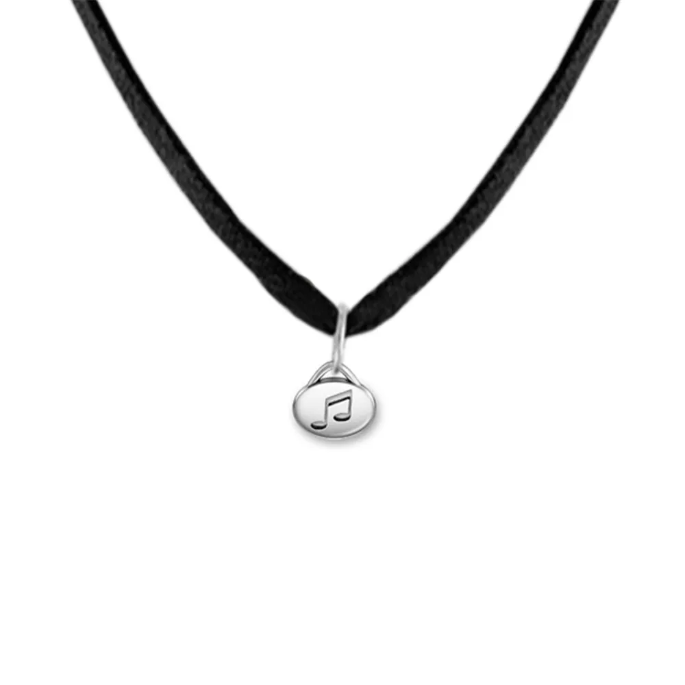 Серебряное ожерелье с подвеской в виде музыкальной ноты на диске из цинкового