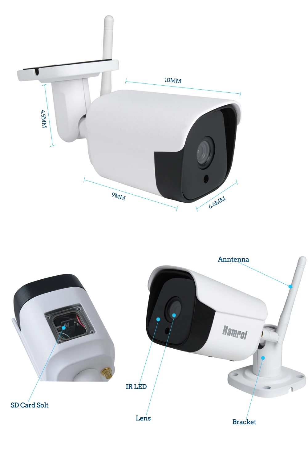 Hamrolte Onvif Wifi камера ICsee беспроводная IP камера 5MP HD наружная камера Wifi водонепроницаемая ночного видения удаленный доступ поддержка 128G