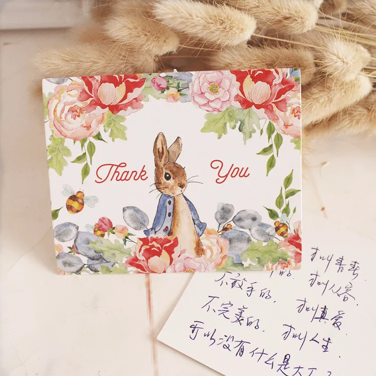 2018 Новинка! 100 шт./лот открытка с надписью thank you Pet rabbit изображением пейзажа