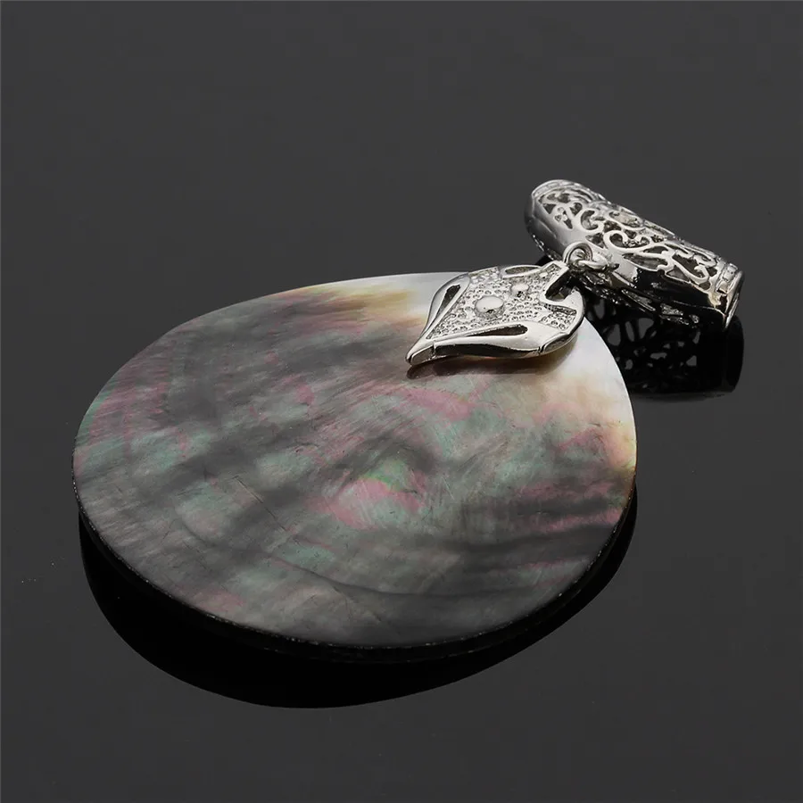 Подвеска в виде ракушки 60*81 мм античное посеребренное покрытие абалона подвески