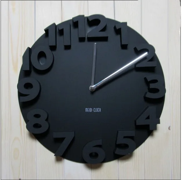 Круглые Настенные часы черные 3D цифры простой дизайн домашний декор|round wall