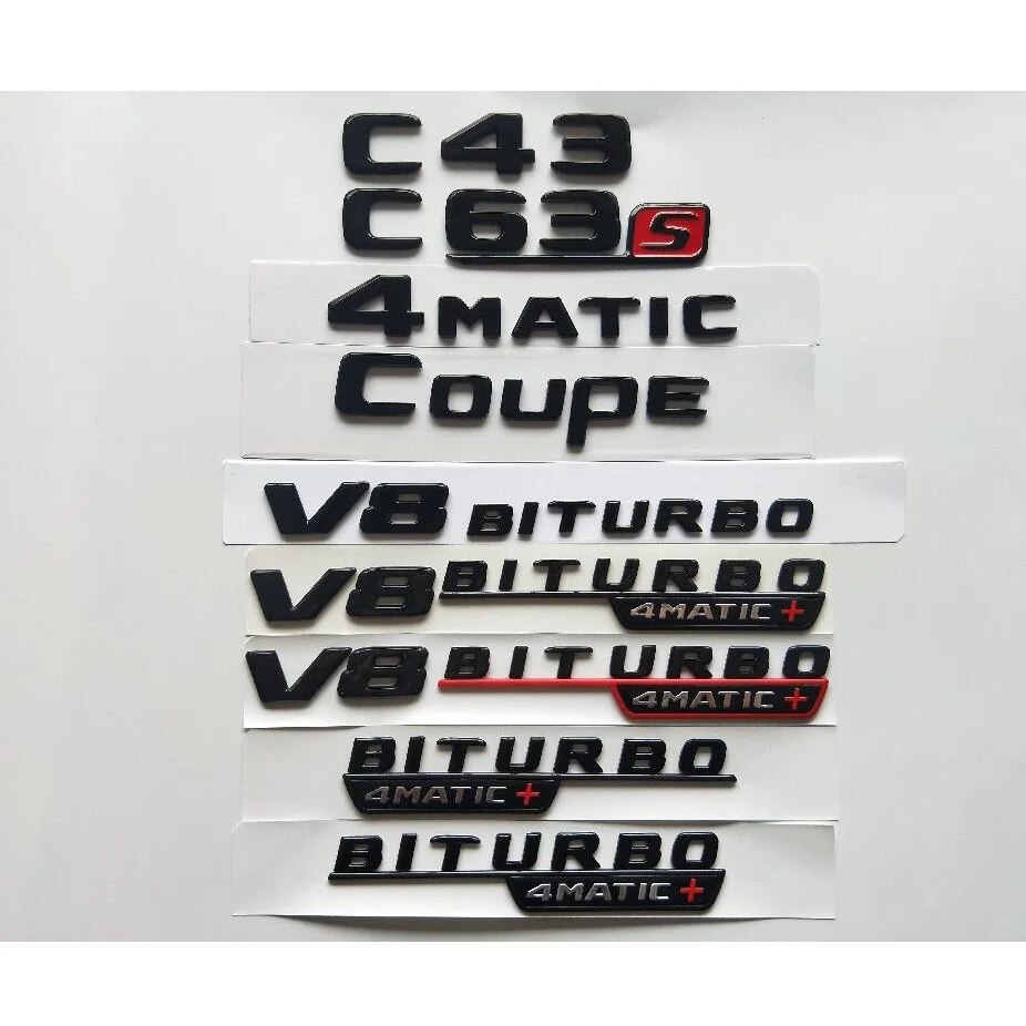 Блеск черный C43 C63 C63s V8 BITURBO 4matic + крыло багажника эмблема эмблемы значки значок для