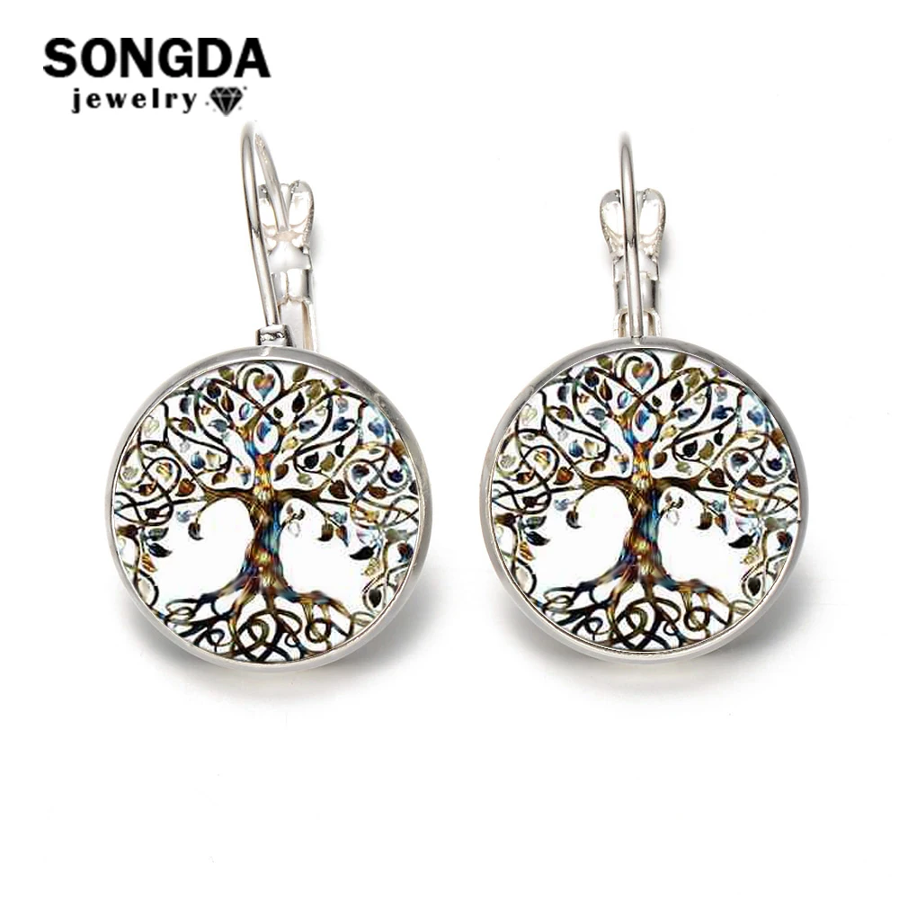 SONGDA Hot Classic Tree of Life Earrings for Women Temperament Tibetan Silver Bronze Plated Metal Hook Earrings Fashion Jewelry