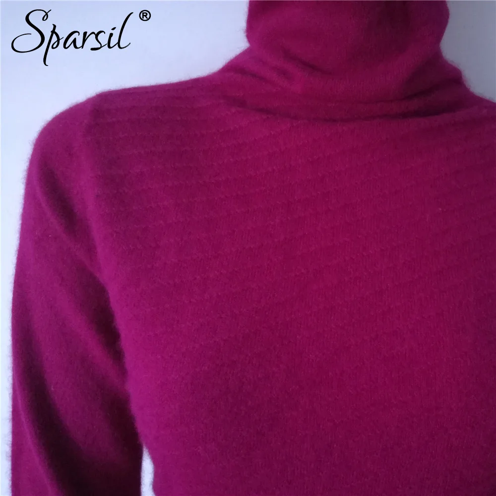 Sparsil Женская Осенняя водолазка из ангорской смеси вязаные свитера пуловеры