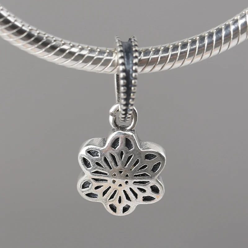 Стерлингового Серебра 925 Crystalized Цветочные Мотаться Шарм Бисер Fit Оригинальная