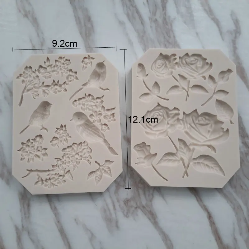 Силиконовая форма для украшения тортов стебли розы птицы и цветы|silicone mold|gumpaste