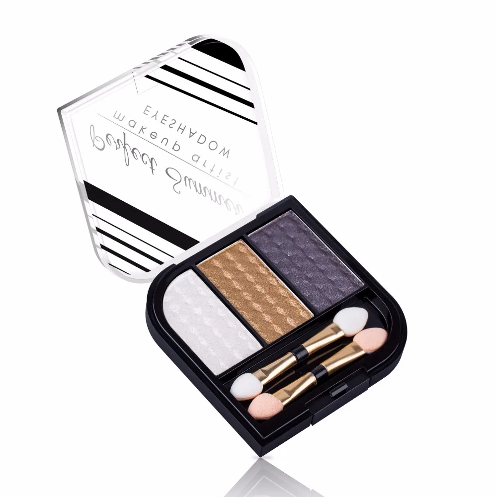 3 Colors Shimmer Eye Shadow Palette Glitter Eyeshadow Perfect Summer Brown Cosmetics for Makeup Eyes Cosmetic Brush Kit |