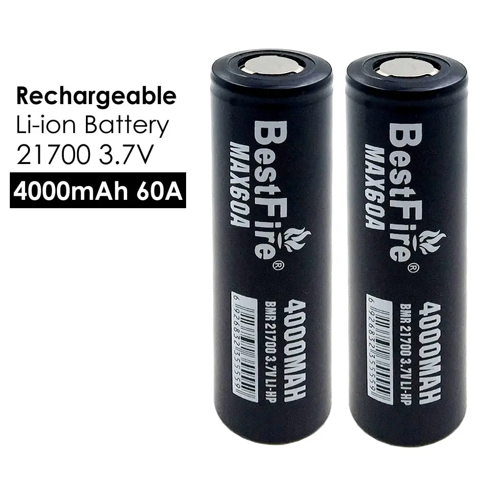 2PCS Bestfire 21700 Battery High Drain 4000mAh 3.7V 60A Rechargeable Li-ion with Storage Box Package for E-Cigarette | Электроника