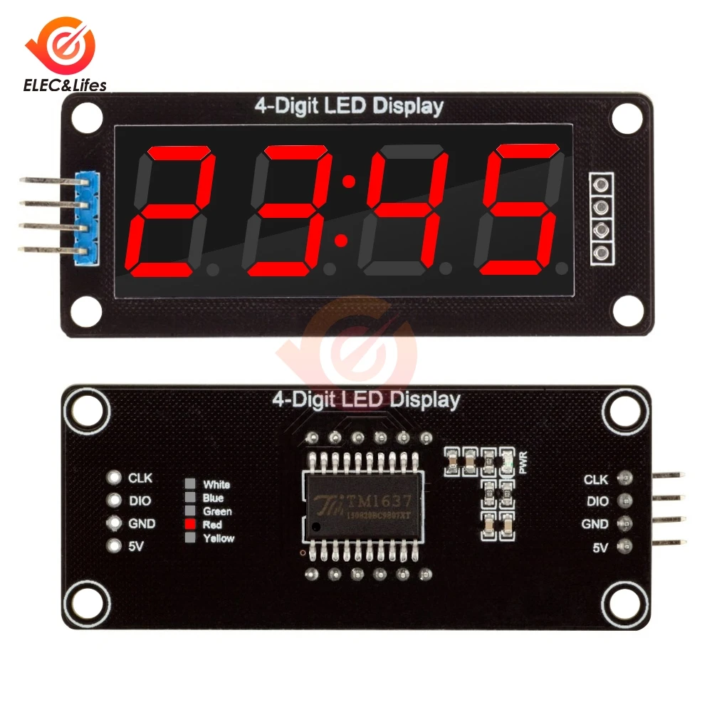 TM1637 4 значный светодиодный модуль цифрового дисплея для Arduino I/O 7 сегментов 0 56