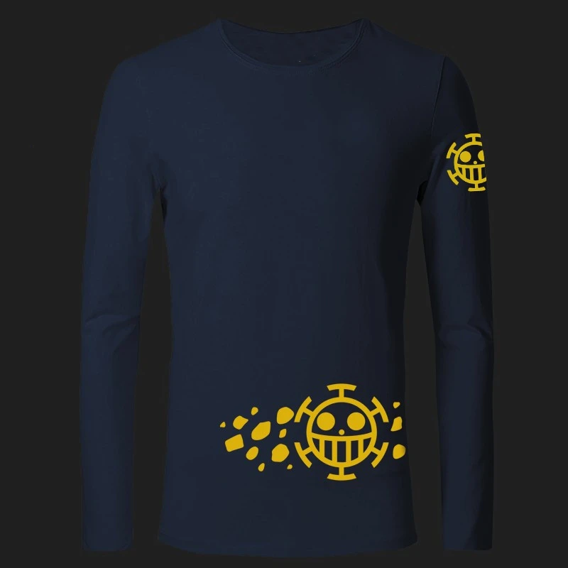 One Piece Trafalgar Law T-shirt Long Sleeve Cotton Anime T Shirts men boy onepiece luffy | Мужская одежда