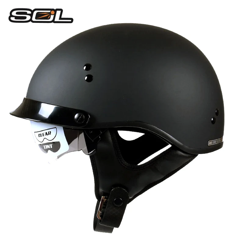 TAIWAN SOL brand Motorcycle helmet man open face Harley retro scooter half DOT approved Skull Motocicleta Moto casco | Автомобили и