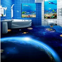 Free shipping custom thickened waterproof Blue Star Toilet Bedroom 3D Floor mural living room children room floor wallpaper