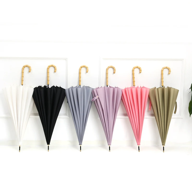 Imitation bamboo Long-handle Rainy Umbrella Ultra Light Women and Kids Clear Rain Semi-automatic Female Umbrellas | Дом и сад
