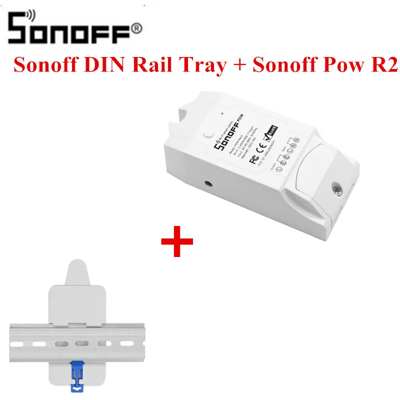 Ral Tray with Pow R2 Интеллектуальный выключатель света Sonoff Pow R2 16A Интеллектуальный переключатель Wi-Fi с более высокой контроль точности энергии Применение интеллектное устройство передачи энергии измерительный работает с Google Home - Комплект: Ral Tray with Pow R2