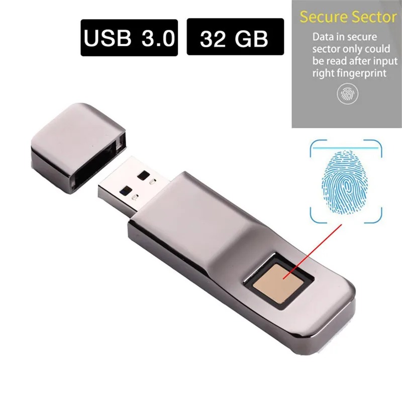 Высокое качество! 32 Гб 64 Гб 128 Гб металлический отпечаток пальца U диск USB3.0 флеш-накопитель БИЗНЕС БЕЗОПАСНОСТЬ U диск