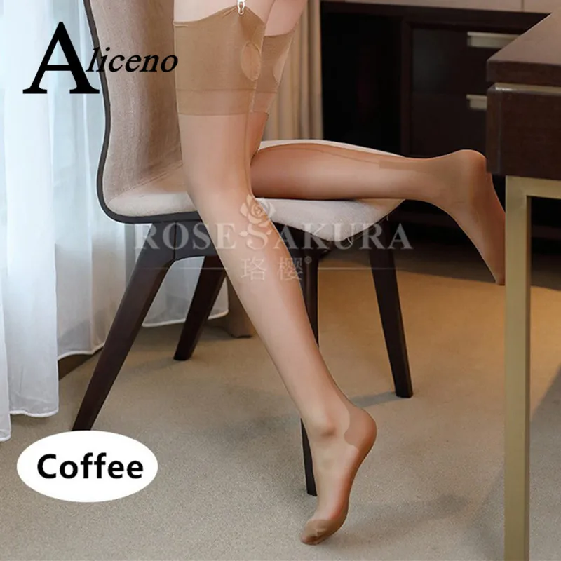 0913Coffee Полностью Модные женские чулки с замочной скважиной в стиле ретро; черные чулки в полоску на Кубинском каблуке; Прозрачные шелковые длинные гольфы; 0913 - Цвет: 0913Coffee