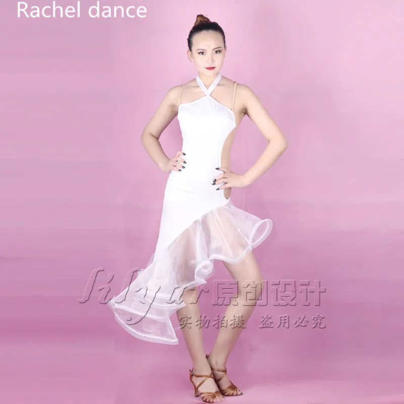 Женское платье для латинских танцев с открытой спиной из полиэстера сальсы самбы