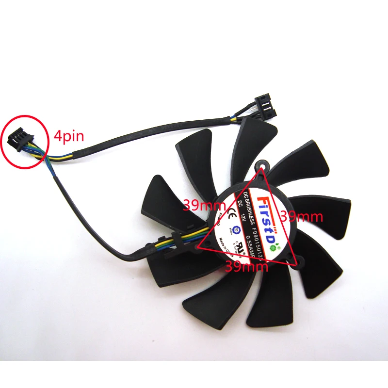 Бесплатная доставка 85 мм FD9015U12S XFX HD7970 4 контактный охлаждающий вентилятор для