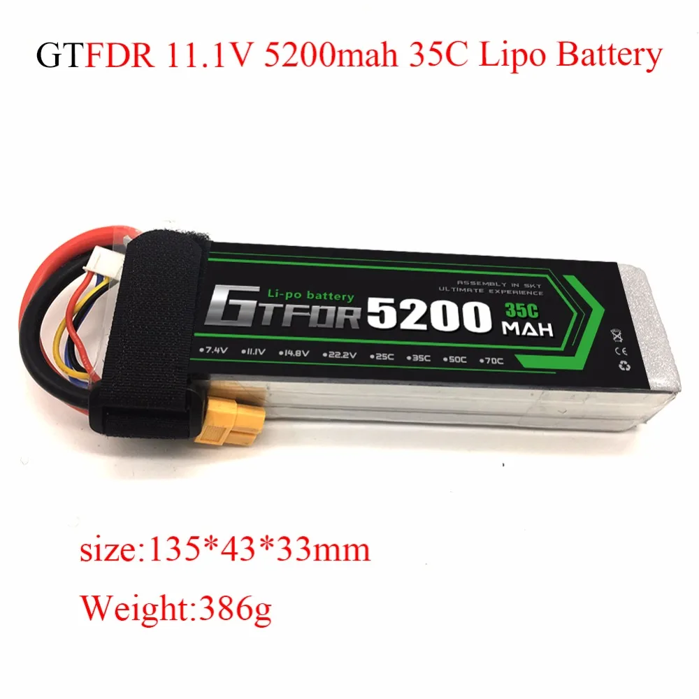 GTFDR Power 1 шт. автомобильный литий полимерный аккумулятор 3S 11 В 5200 мАч 35C Max70C для