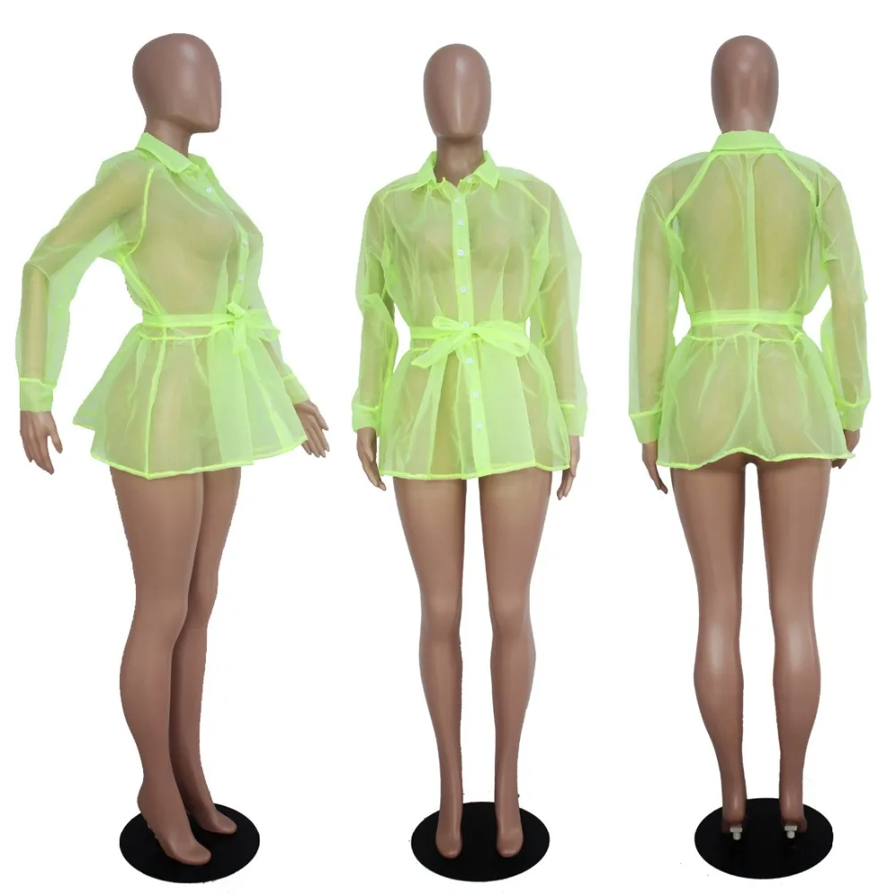 Женское прозрачное повседневное пальто на пуговицах с отложным воротником и