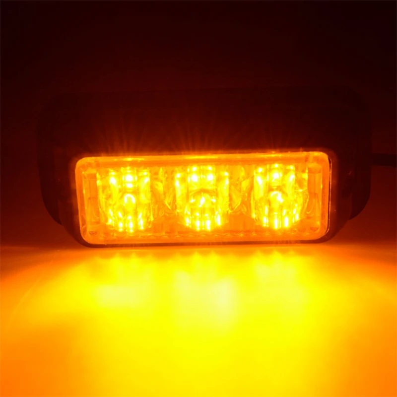 KEYECU 4 шт. 12 В Универсальный водонепроницаемый Янтарный 3-LED аварийный Маяк