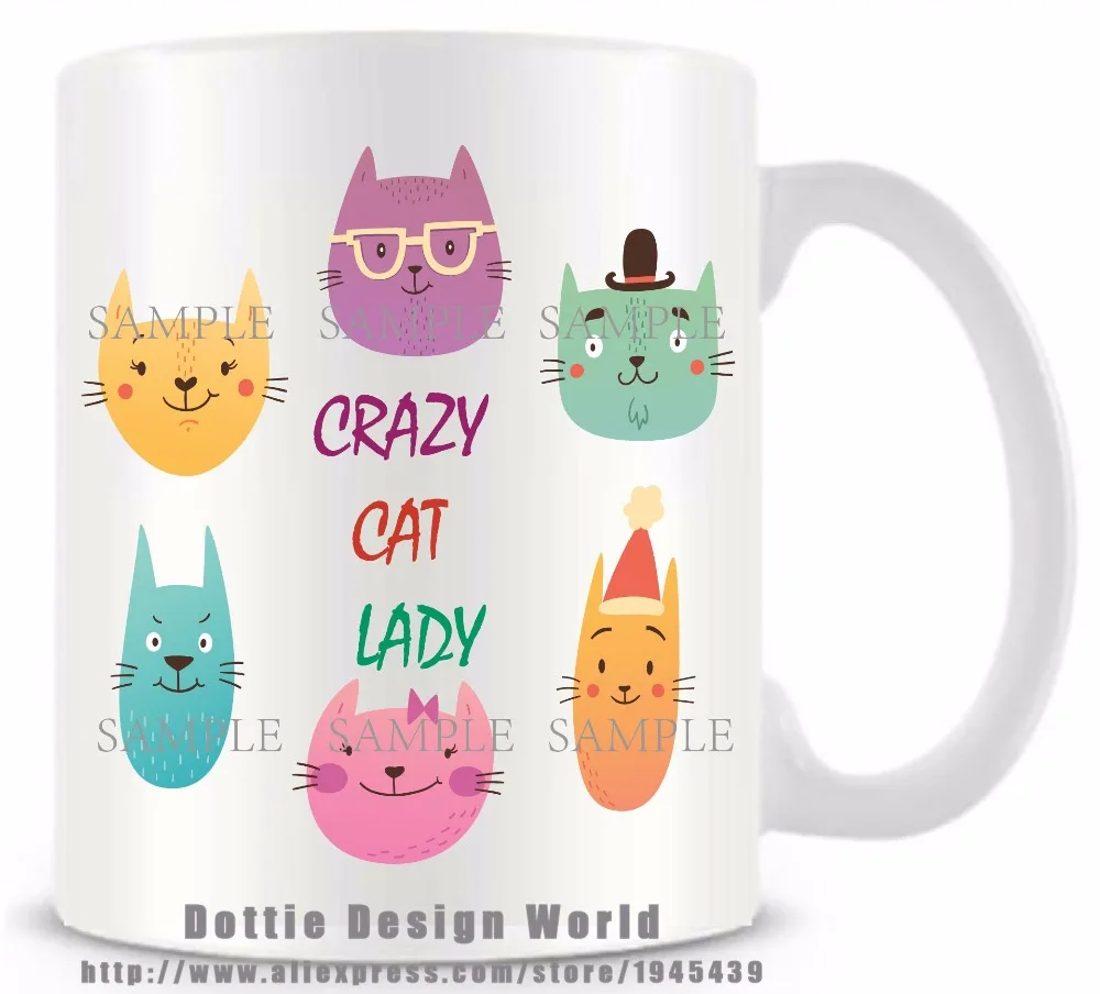 Crazy cat lady funny novelty travel mug 11oz Ceramic white coffee tea milk cup Personalized Mothers Day Birthday Easter gift | Дом и сад