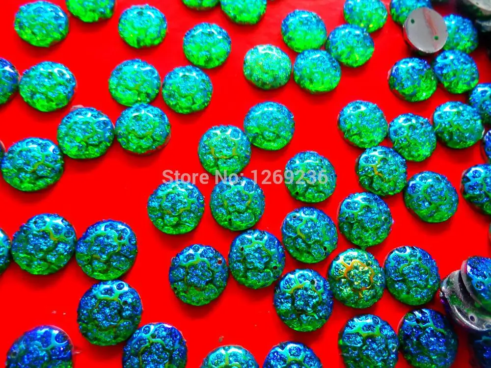 

Wholesale Free shipping Round 12mm 150pcs Green AB colour sew on Resin crystal Rhinestones gemstones Accessores loose Beads