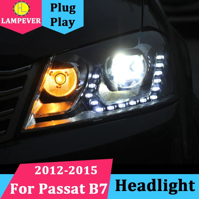 Lampever Style для VW Volkswagen Passat B7 фары 2012-2016 светодиодный биксеноновые линзы DRL HID