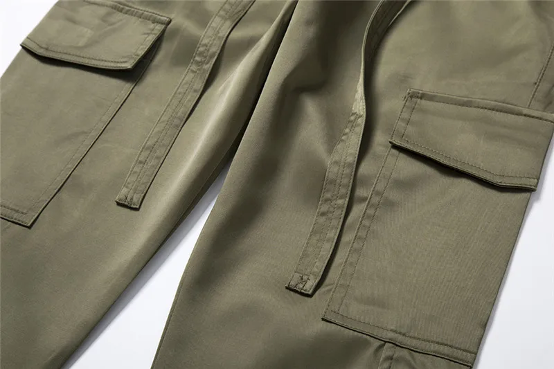 Dark Icon Solid Color Side Button Straight Pants Men New High Street Men's Pants Elastic Drawstring Waist Men Pants Trouser
