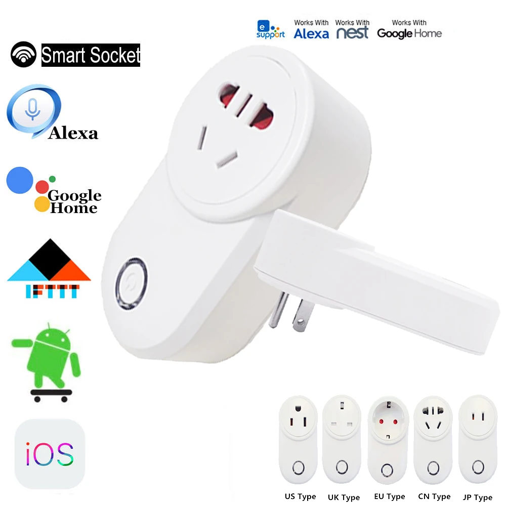 Ewelink Smart Home WiFi Switch Work with Alexa Echo Google Socket APP Voice Remote Control EU US UK JP AU Plug | Электроника